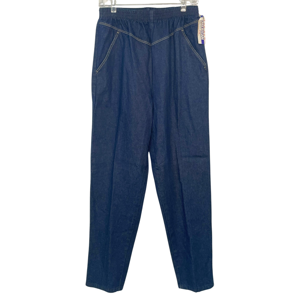 Vtg 80s Lord Isaacs Sport Sz S Elastic Waist Jeans 30" Front V Yoke Denim New